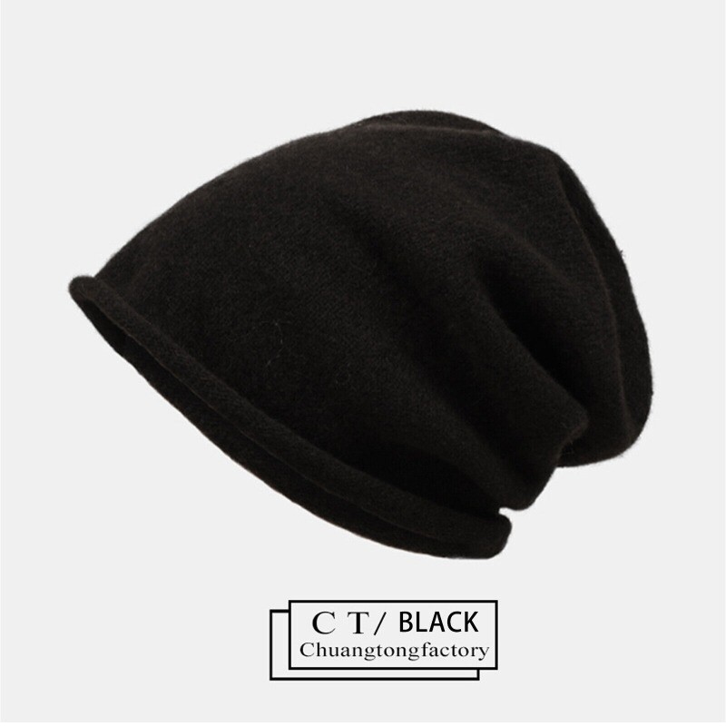 100% Cashmere Slouchy Beanie Hat for Women, Knitted Ladies Soft Warm Cashmere Grey Cashmere Beanie - Women main image 3