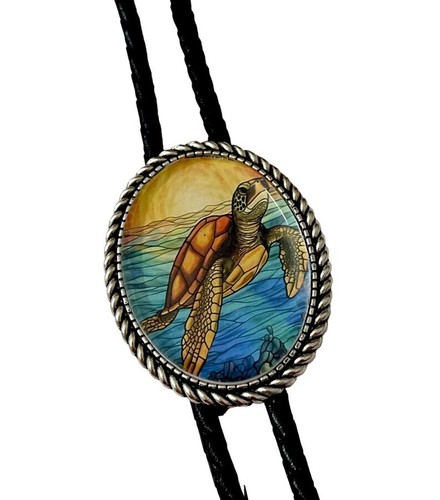 SEA TURTLE Bolo-Krawatte - personalisierte Kordelfarbe, Länge und Spitzen
