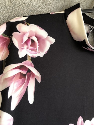 Nuevo Vestido Con Etiqueta Boohoo Negro Floral Reino Unido 10 Midi Calce y Acampanado ¡Impresionante! Ocasión - Imagen 4 de 10