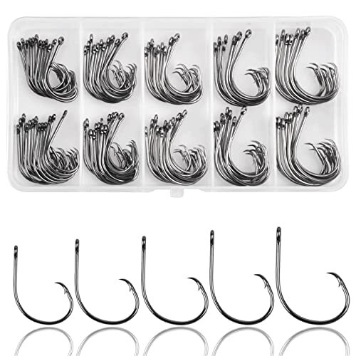 JSHANMEI Circle Hooks Saltwater Fishing Hooks in-line Circle Hooks Set Straight