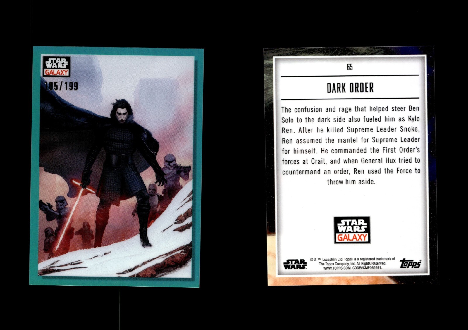 2023 Topps Chrome Star Wars Galaxy Aqua Refractors #65 Dark Order 185/199