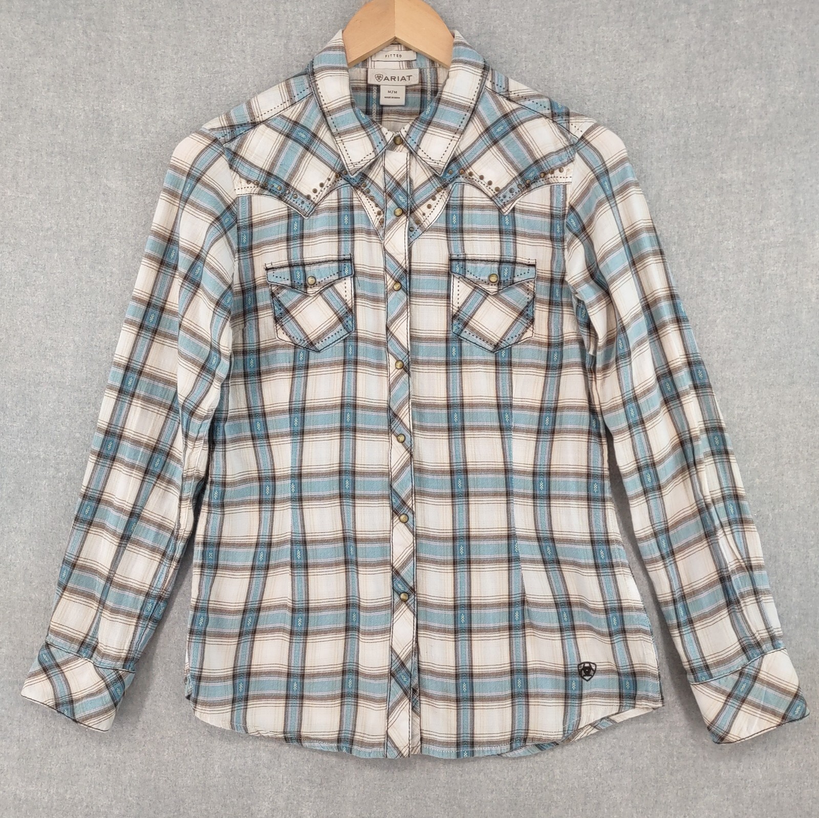 Ariat Womens Medium Blue Bohemian Tartan Snap Cowgirl Shirt