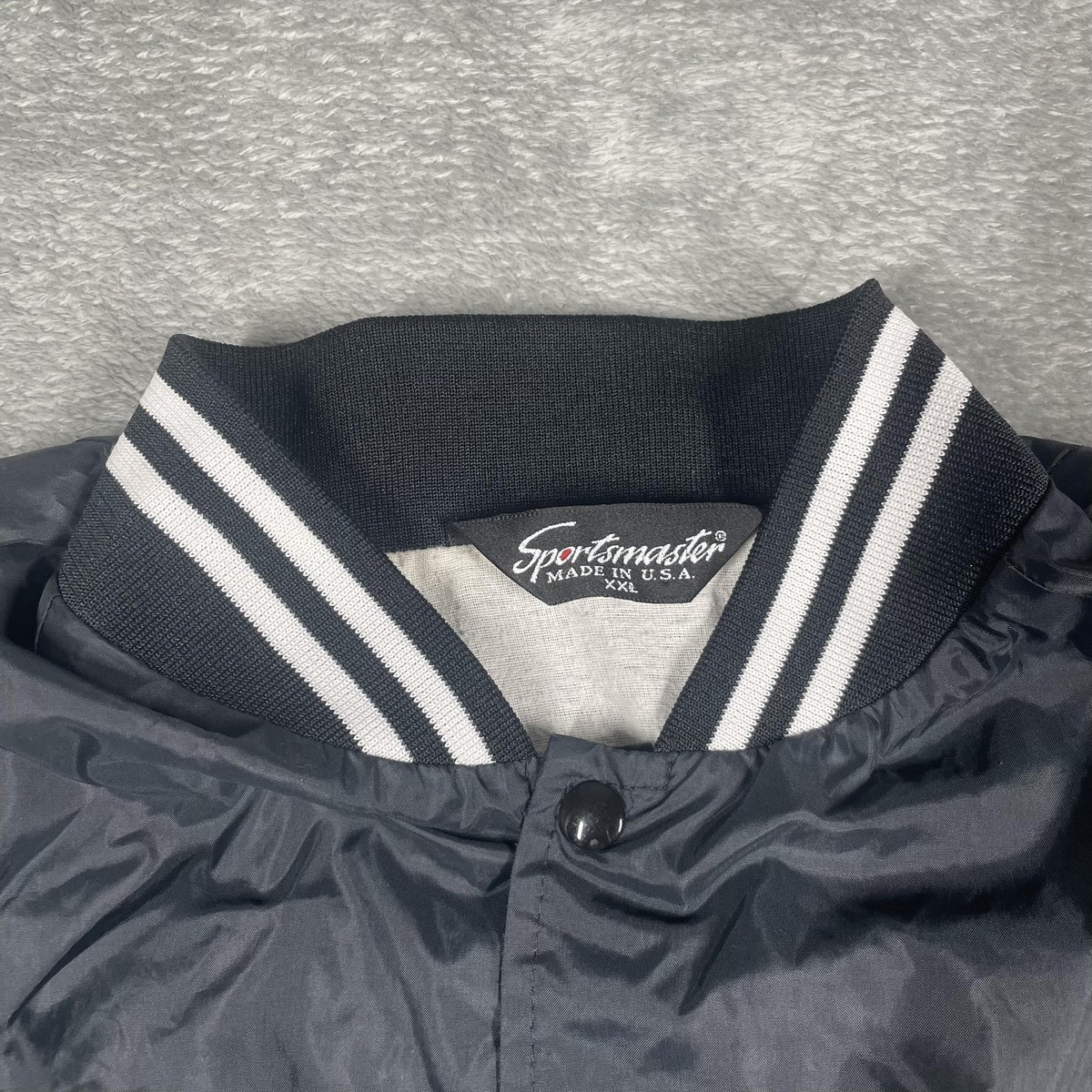 Vintage Sportsmaster Jacket Mens 2XL Black Bomber Snap Front Safe 