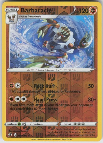 Barbaracle 104/192 Pokemon SWSH02: Rebel Clash Reverse Holofoil