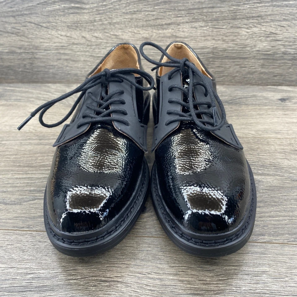 Zapatos Oxford Franco Sarto de charol negro con cordones para mujer talla 8 M Foto 4 de 4