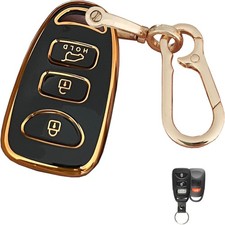 Key Fob Cover Smart Key with Keychain Fits for Elantra S Color: 4-button-black