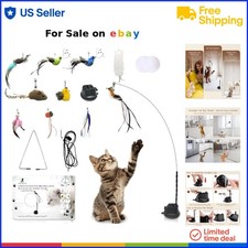 Bird Cat Toy Set Natural Feathers Bells Suction Cup for Indoor Cats