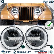 FARI Full LED Per JEEP CJ Luce Bianca 6500K Angel Eyes  66W
