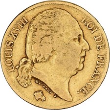 [#1202140] France, Louis XVIII, 20 Francs, Louis XVIII, 1819, Paris, Gold, VF