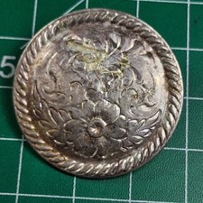 Vintage Large Western Concho Silver Tone Floral Embossed Design Button