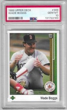 1989 Upper Deck Wade Boggs #389 PSA 10 Gem Mint Baseball Card.