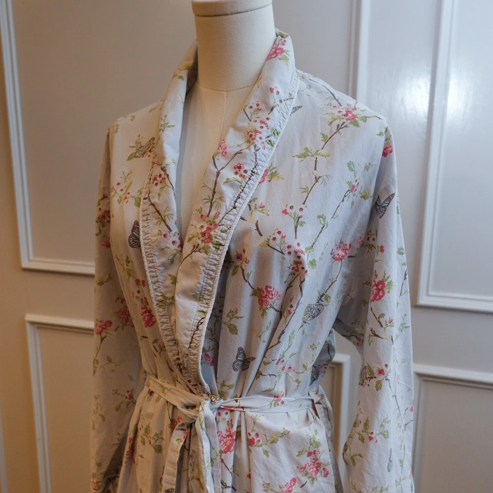 Vermont Country Store Bata Mujer L Floral Envolvente Cinturón Shabby Chic 100% Algodón Largo Foto 2 de 4