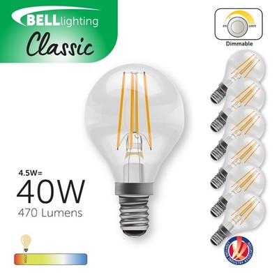 BELL E14 Dimmbare LED Filament Golfball Leuchtmittel Warmweiß 4,5W kleine Schraube SES