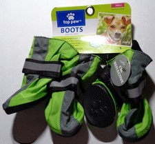 TOP PAW Black  Green Reflective Waterproof Dog Boots S  NEW 