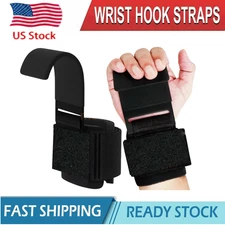 2Pcs Weight Lifting Wrist Hooks Lifting Straps Wrist Wraps Lifting Hook Gym US