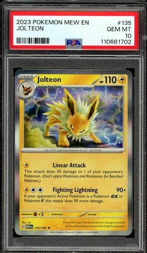 Pokemon TCG Scarlet & Violet 151 English #135 Jolteon Holo Rare PSA 10 Low Pop