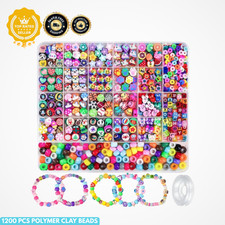 1200pcs Bracelet Making Kit Clay Pony Letter Beads DIY Jewelry Set Box String