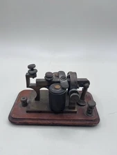 Antique J.H. Bunnell & Co New York Telegraph Key Sounder Wood Base
