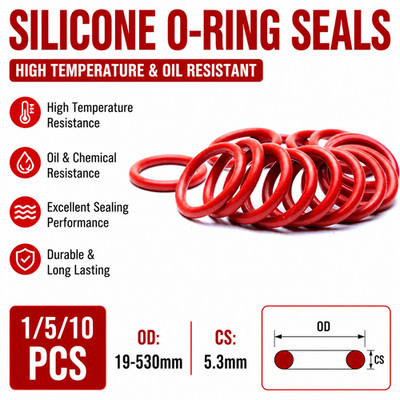 Silikon O-Ring Dichtungen OD：19-530mm | CS：5.3mm High Temp Oil Resistant Rot