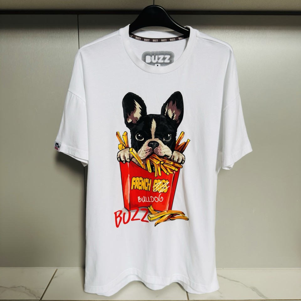 Buzz Want some French Fries Graphic T-Shirt Size M Loose Fit Casual Top Tee