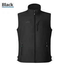 Windproof Mens Jacket Vest Softshell Sleeveless Sport Travel Golf Pcoket Outwear