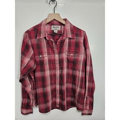 Wrancher by Wrangler Red Plaid Metallic Western Pearl Snap Shirt XXL LWR8219