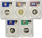 2007 S SILVER Washington Quarter 5 Coin Set 25C PCGS PR70DCAM