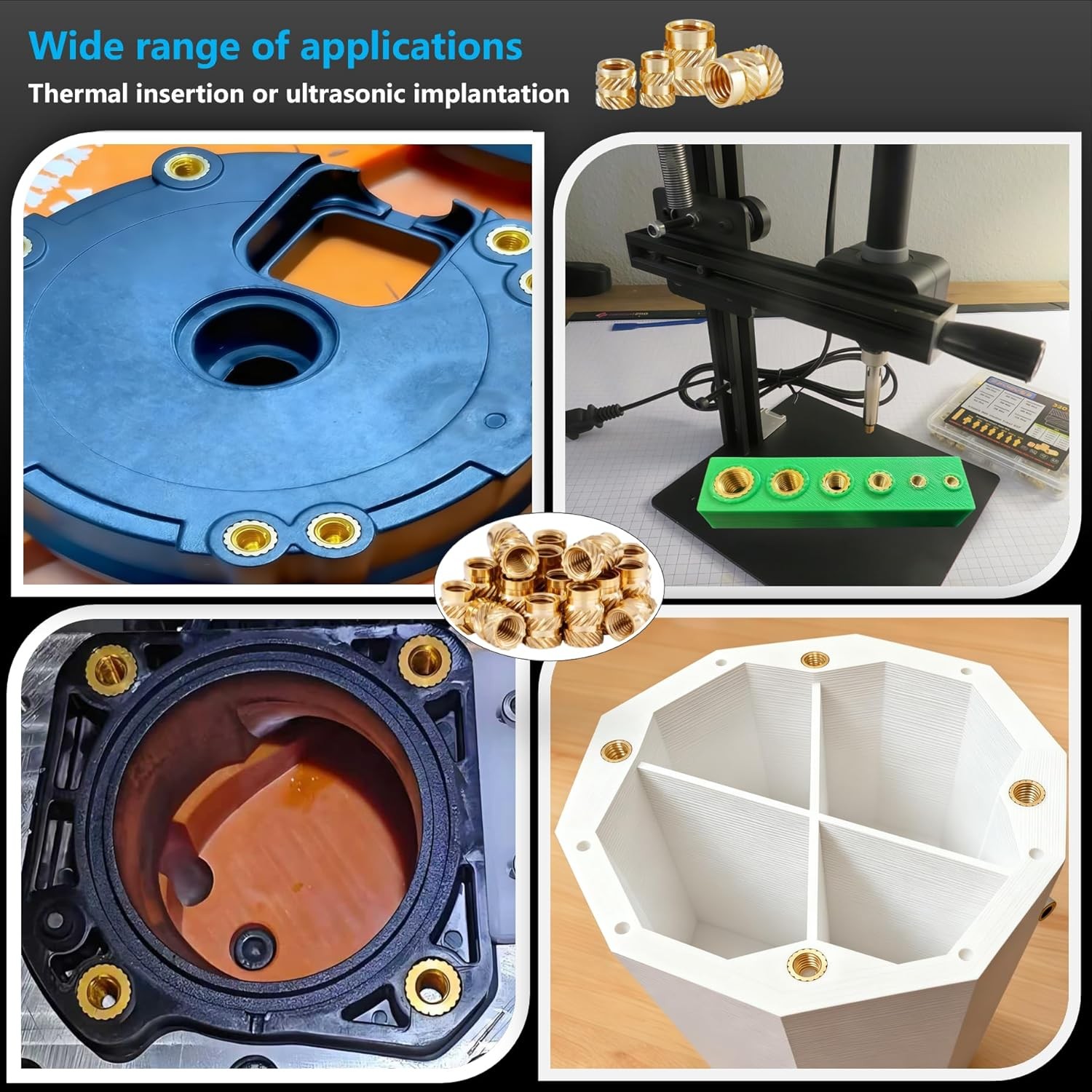 320+8Pcs Premium Brass Threaded Inserts，M2 M2.5 M3 M4 M5 Thread Metric Knurled