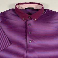 Greyson Golf Performance Polo Shirt Mens Medium Purple Striped  Wolf Logo