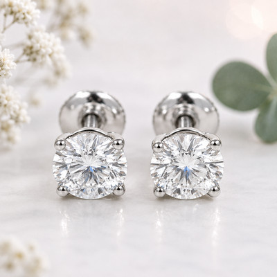 Pendientes Oro 14K Diamantes Lab Grown 2CT IGI (1ct+1ct) ·Cierre ROSCA seguridad