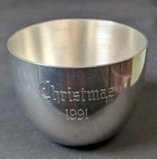 Vtg Monticello Jefferson 1991 Kirk Stieff Polished Pewter Christmas Egg Nog Cup