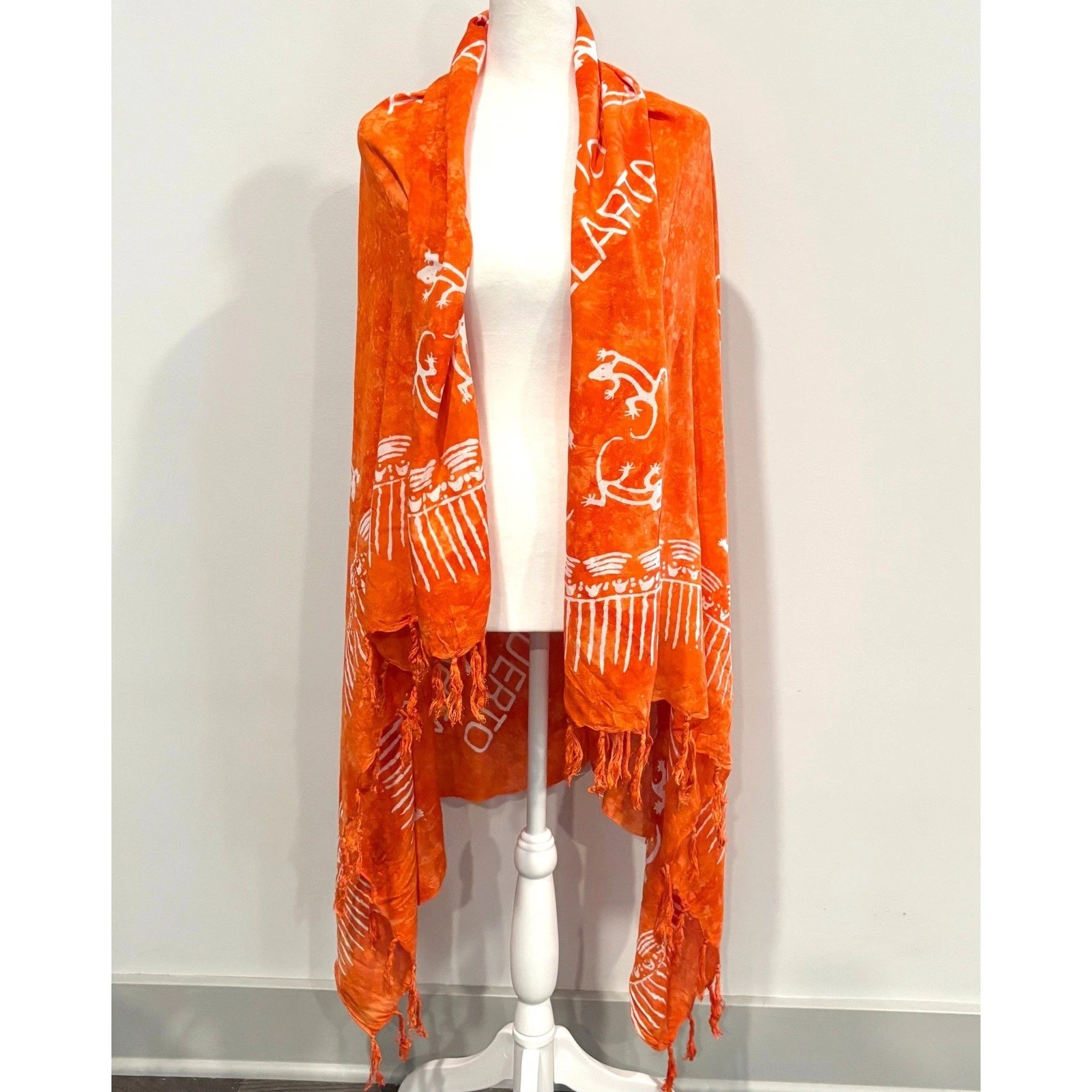 Pareos Del Mar Sarong Wrap Scarf Puerto Vallarta Gecko Tassel Tropical 20964