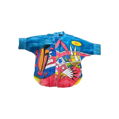 VTG Dilemma New York Art To Wear Shirt Women's Sz ~XL Blue Fish 100% Cotton