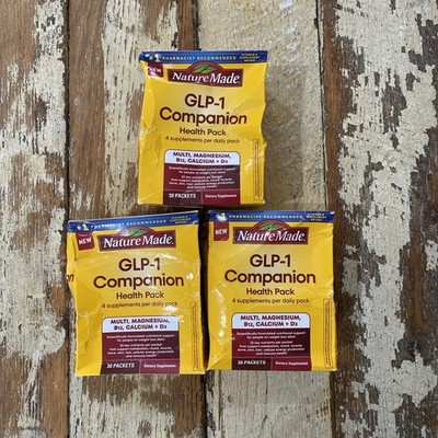 nature made glp-1 companion 3-PACK Nature Made GLP Companion Health Pack 30 Packets Each, Exp 06/2027