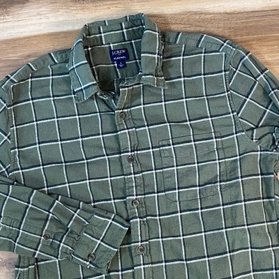 J.Crew Flannel Shirt Mens Large Heritage 100% Cotton Classic Fit Green