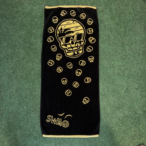 SWAG Topical Skull Design Golf Towel Black Yellow 41x18