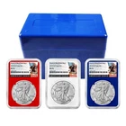 2025 (W) $1 American Silver Eagle 3pc Set NGC MS70 Black Label Red White Blue