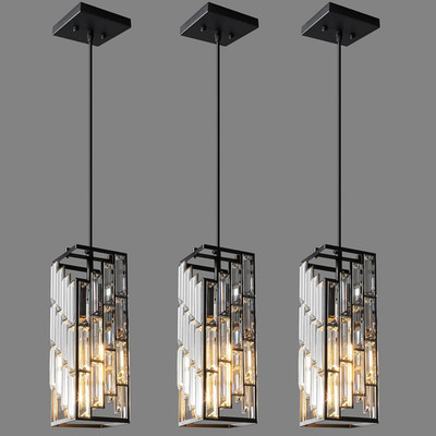 Black Pendant Lighting Modern Pendant Light, Mini Crystal Chandeliers,Adjustable