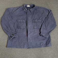 Military Utility Shirt Mens XL Regular Navy Blue Ripstop BDU Field Button Up