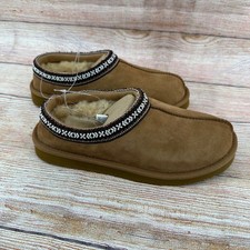 Kirkland Signature Unisex Shearling Slippers Tan Havane Suede Clogs M 8 Womens 9