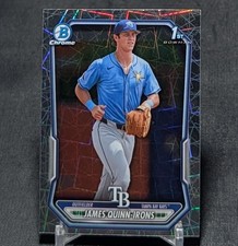 James Quinn-Irons 1st Chrome Laser Refractor Rookie 2026 Bowman Card #BCP-4 Rays. rookie card picture