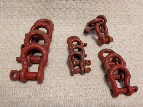 15 Piece Vtg Crosby Anchor Shackles, 2T, 1T, 1/2T, 3/4T