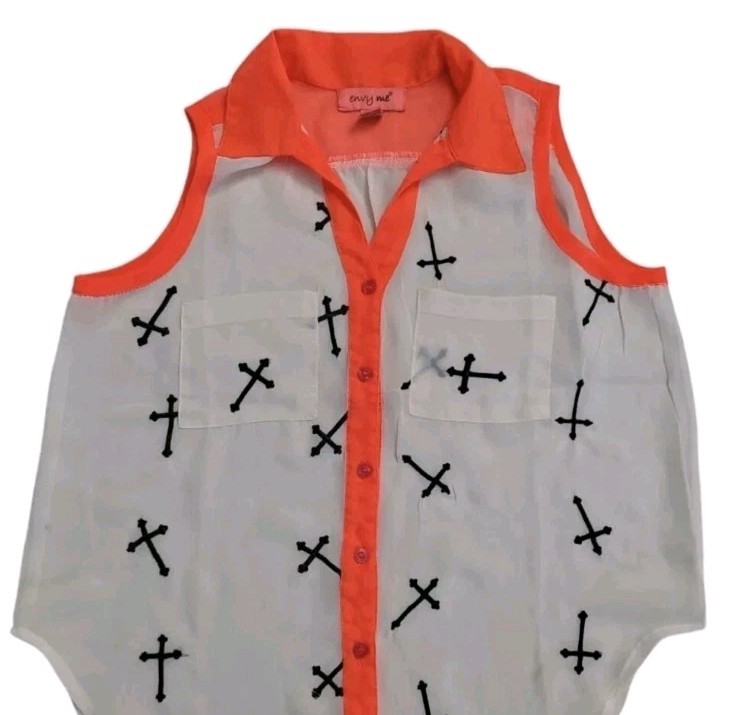 Top transparente cruzado invertido Envy Me para mujer mediano naranja neón/rosa/rojo blanco