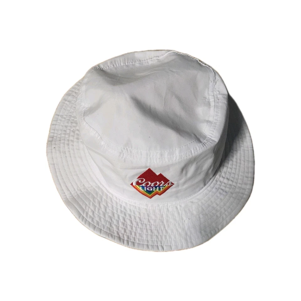 Sombrero de cubo Coors Light Colorado Rockies sombrero para el sol talla única blanco arco iris usado Foto 2 de 4