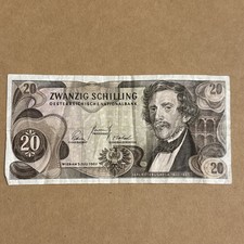 AUSTRIA 20 TWENTY ZWANZIG SCHILLING 1967 BANKNOTE