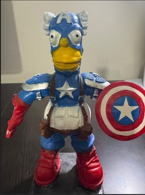#ad #ad Homer Simpson Captain America Parody Custom Statue Figure Marvel The Simpsons $29.97