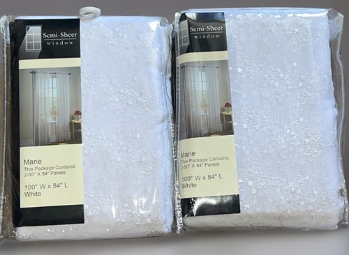S. Lichtenberg & Co. Marie Semi Sheer Emb Curtain Panels 100” W X 84"L Panel X 2 - 第 1/4 張圖片