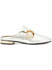  400 TORY BURCH Sidney mules LEATHER SLIDE SHOES SPARK GOLD SQUARE 6 SE32 