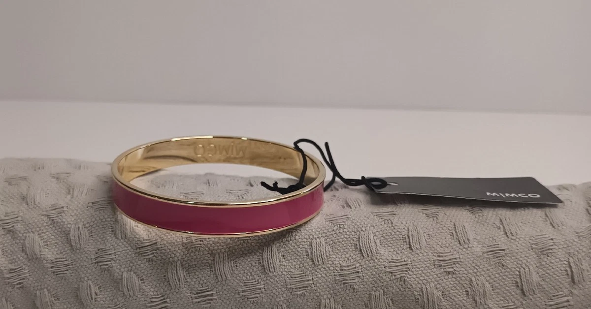 MIMCO Narrow Enamel Pink Gold Bangle Wrist Cuff Bracelet New