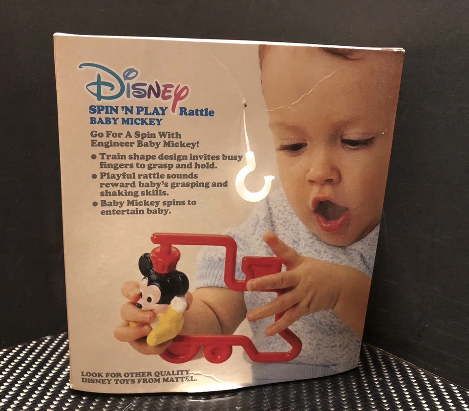De colección 1998 Disney Mickey Mouse Spin 'N Play Sonajero Amarillo - Nacimiento - 18 MO NOS Foto 2 de 4